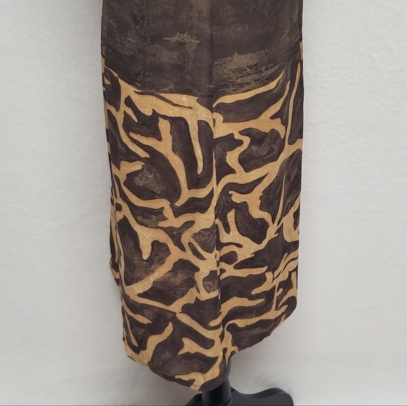 80s Vintage PG Collections Brown Giraffe Print Chiffon Mini Dress Scarf Set 6 - Picture 10 of 16